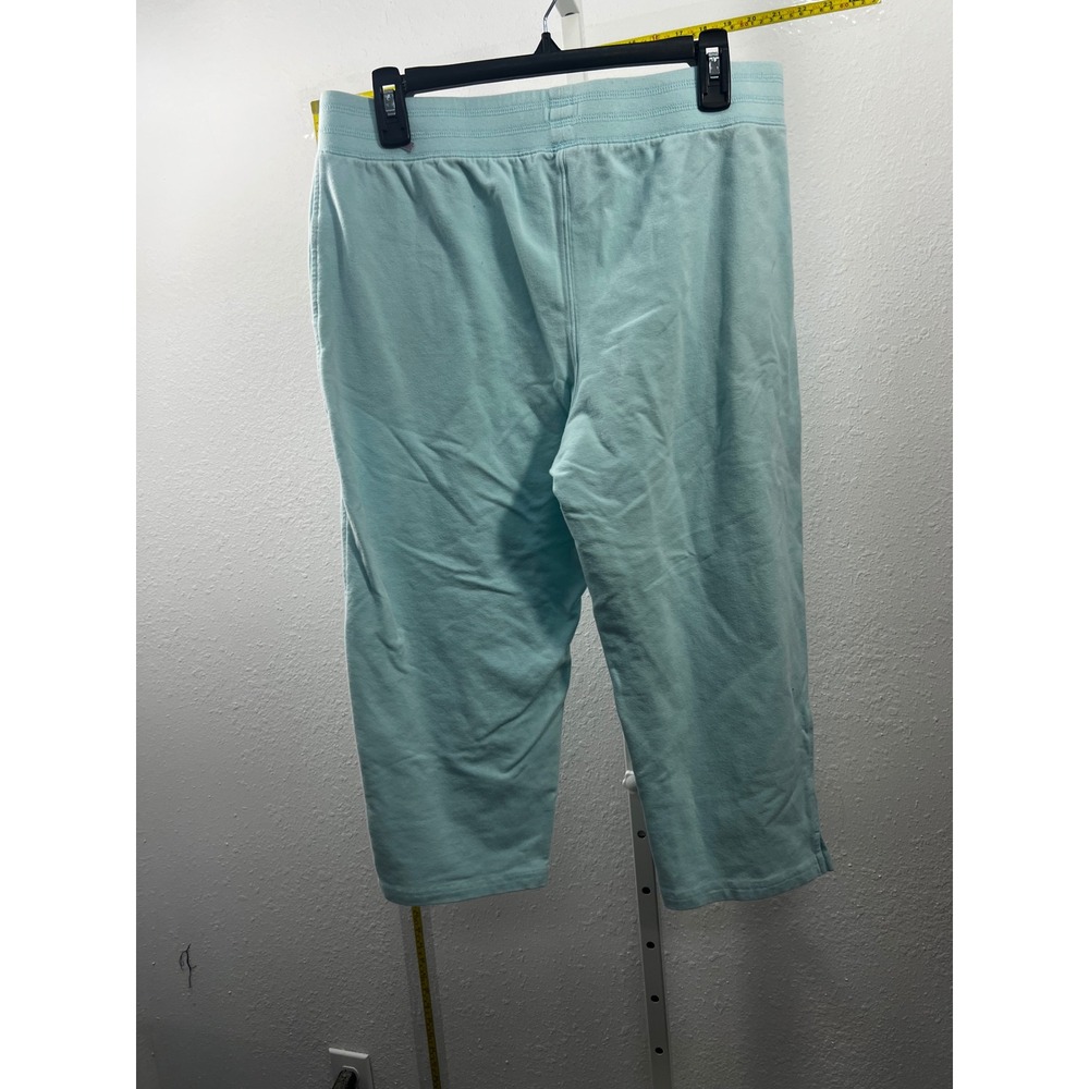 St Johns Bay Womens Light Blue Cropped Sweatpants‎ Capri Joggers Size Medium